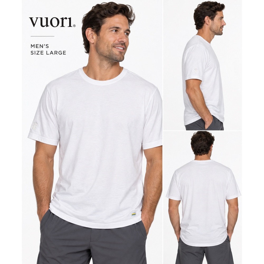 Vuori Tuvalu Tee White Pima Cotton Blend Short Sleeve T-Shirt V101 Men's Large